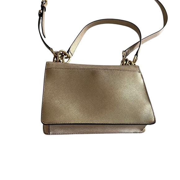 Michael Kors Cynthia Small Gold Metallic Leather Shoulder Bag Purse - Picture 9 of 9